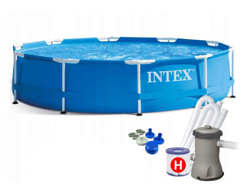 Круглий каркасний басейн Intex 28202 NP. Фільтр-насос у комплекті. Розміром 305x76см, об'єм 4485л, від 6 років