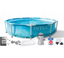Круглий каркасний басейн Intex 28208 NP. Насос-фільтр у комплекті. Розміром 305x76см, об'єм 4485л