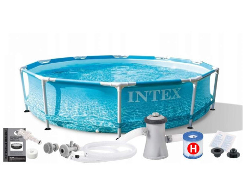 Круглий каркасний басейн Intex 28208 NP. Насос-фільтр у комплекті. Розміром 305x76см, об'єм 4485л