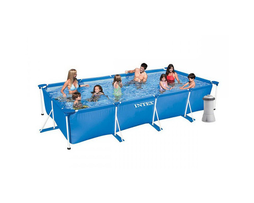 Прямокутний каркасний басейн Intex 28274 NP + Фільтр-насос. Розміром 450x220x84см, об'єм 7127л, від 6 років