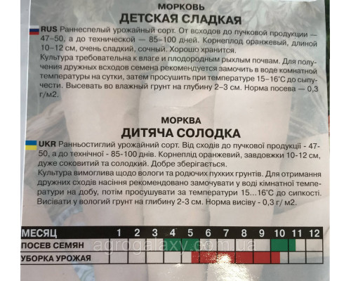 Семена моркови Детская Сладкая 20 г