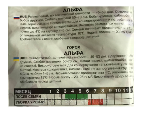 Семена гороха Альфа 20 г