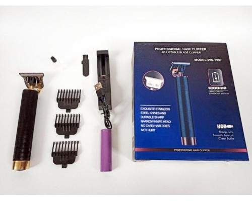 Акумуляторний триммер для бороди та стрижки волосся. Professional Hair Clipper WS-T997 Black