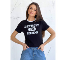 Футболка Detroit. Жіноча футболка Трикотаж Рубчик Чорний, M