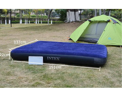 Полуторний надувний велюровий матрац INTEX (64758), розмір 137х191х25 см