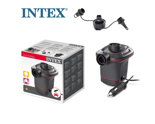Електричний насос Intex 12V + 3 насадки. Елеткро насос для надувних виробів (66636)