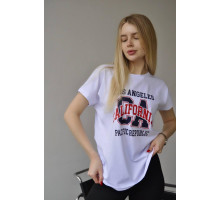Якісна футболка вільного крою з рукавом-кімоно. Жіноча футболка Бавовна Білий