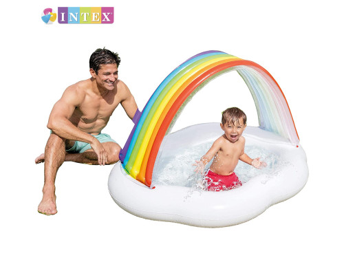 Надувний дитячий басейн Intex 57141 NP "Райдуга-Хмара" 142x119x84см, об'єм 82л, від 1 до 3 років