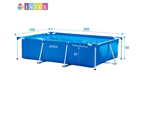 Прямокутний каркасний басейн Intex 28271 NP. Розміром 260x160x65см, об'єм 2300л, від 6 років