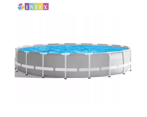 Круглий каркасний басейн Intex 26756 NP. Сходи, тент, підстилка. Розміром 610x132см, об'єм 32695л