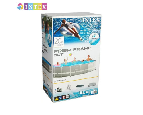 Круглий каркасний басейн Intex 26756 NP. Сходи, тент, підстилка. Розміром 610x132см, об'єм 32695л