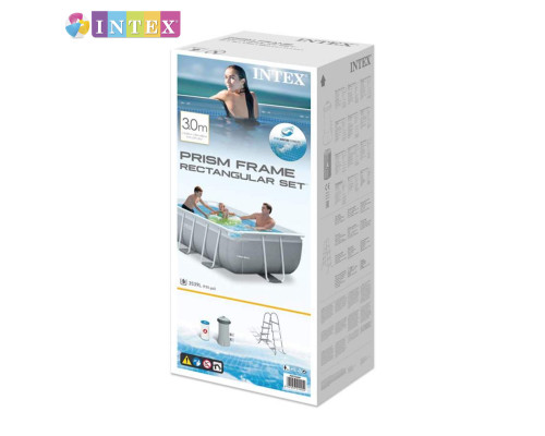 Прямокутний каркасний басейн Intex 26788 NP. Фільтр-насос, сходи. Розміром 400x200x100см, об'єм 6836л