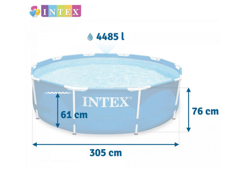 Круглий каркасний басейн Intex 28200 NP. Розміром 305x76см, об'єм 4485л, від 6 років