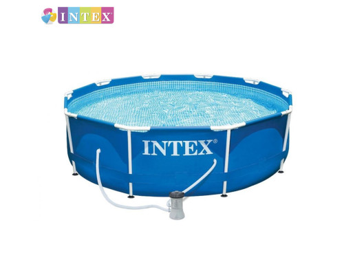 Круглий каркасний басейн Intex 28202 NP. Фільтр-насос у комплекті. Розміром 305x76см, об'єм 4485л, від 6 років
