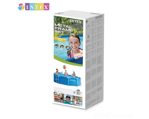 Круглий каркасний басейн Intex 28202 NP. Фільтр-насос у комплекті. Розміром 305x76см, об'єм 4485л, від 6 років