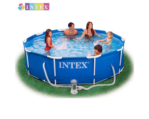 Круглий каркасний басейн Intex 28202 NP. Фільтр-насос у комплекті. Розміром 305x76см, об'єм 4485л, від 6 років