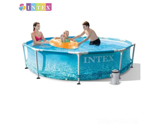 Круглий каркасний басейн Intex 28208 NP. Насос-фільтр у комплекті. Розміром 305x76см, об'єм 4485л