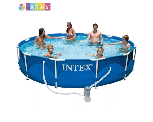 Круглий каркасний басейн Intex 28212 NP. Насос-фільтр у комплекті. Розміром 366x76см, об'єм 6503л