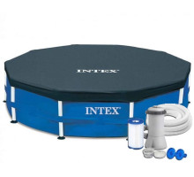 Круглий каркасний басейн Intex 28212 NP. Насос-фільтр у комплекті. Розміром 366x76см, об'єм 6503л
