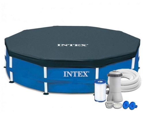 Круглий каркасний басейн Intex 28212 NP. Насос-фільтр у комплекті. Розміром 366x76см, об'єм 6503л