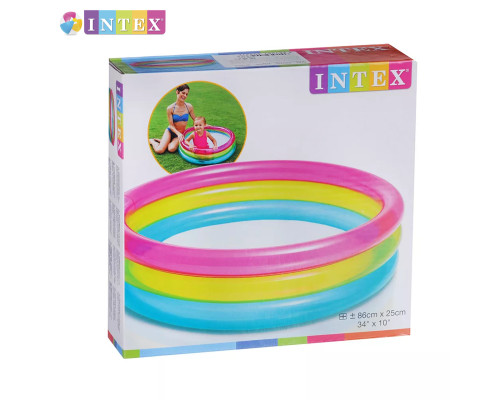 Дитячий надувний басейн "Райдуга" Intex 57104 NP. Розміром 86x25см, об'єм 63л, від 1 року