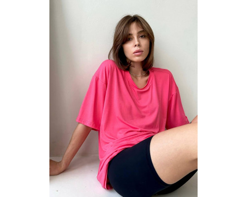 Жіноча футболка oversize. Футболка Віскоза Рожевий