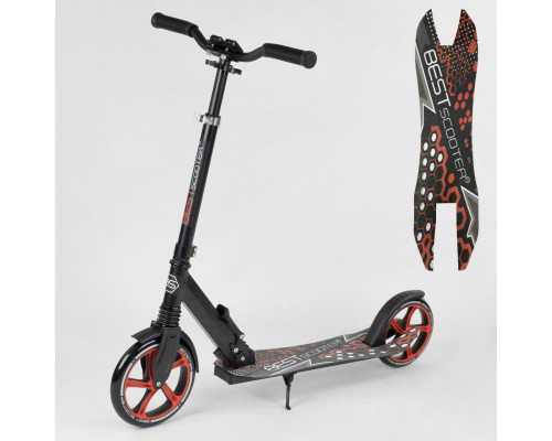 Дитячий самокат Best Scooter 88146, ЧОРНИЙ, переднє колесо PU - 22 см, заднє колесо PU - 20 см