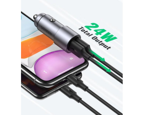 Автомобільний зарядний пристрій UGREEN CD130 24W Dual USB-A Car Charger Gray (50592)