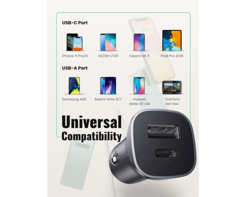 Автомобільний зарядний пристрій UGREEN CD130 Dual USB Car Charger (Space Gray) (30780)