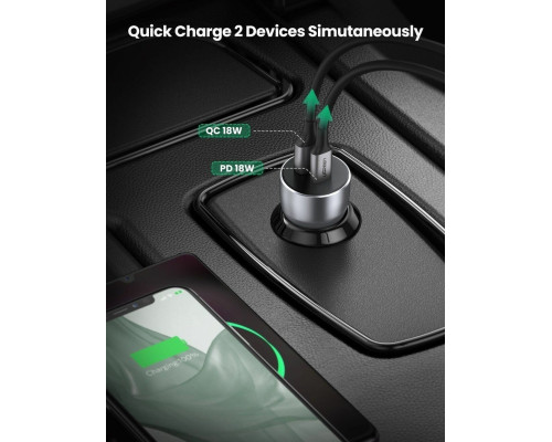 Автомобільний зарядний пристрій UGREEN CD130 Dual USB Car Charger (Space Gray) (30780)