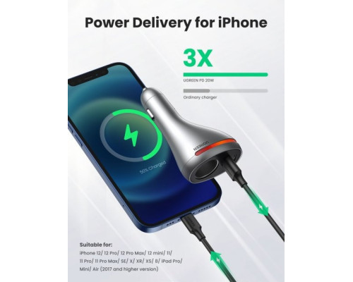Автомобільний зарядний пристрій UGREEN CD213 42.5W Car Charger Alu Case (Dark Blue) (60980)