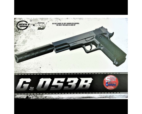 Дитячий страйкбольний пістолет Galaxy Colt 1911 із глушником. Дитячий пістолет з кулями