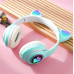 Бездротові Bluetooth навушники котячі вушка CAT STN-28. Навушники з мікрофоном та LED RGB підсвічуванням. Бірюзові