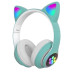 Бездротові Bluetooth навушники котячі вушка CAT STN-28. Навушники з мікрофоном та LED RGB підсвічуванням. Бірюзові