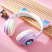 Бездротові Bluetooth навушники котячі вушка CAT STN-28. Навушники з мікрофоном та LED RGB підсвічуванням. Фіолетові