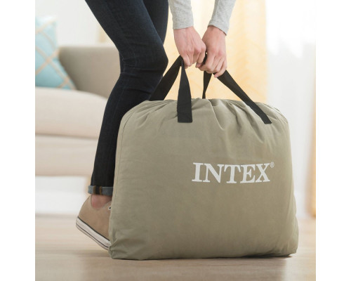 Двоспальний надувний велюровий матрац Intex 64926 з вбудованим електронасосом PremAire, 152х203х46 см