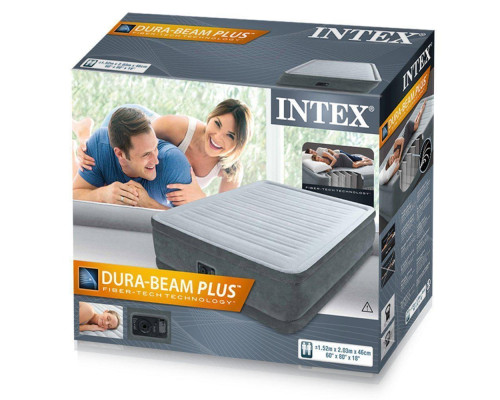 Двоспальне надувне ліжко Intex 64414 з вбудованим електронасосом, 203х152х46см