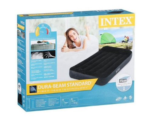 Надувне велюрове ліжко Intex 64141 з підголівником, 191x99x25 см