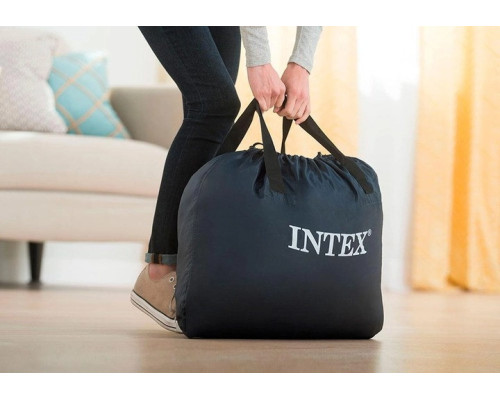 Надувний односпальний велюровий матрац Intex 64426 з вбудованим електронасосом, 191x99x46см