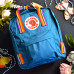 Рюкзак Fjallraven Kanken MINI з райдужними ручками Лазурно-сірий розмір 27*21*10 (7L)