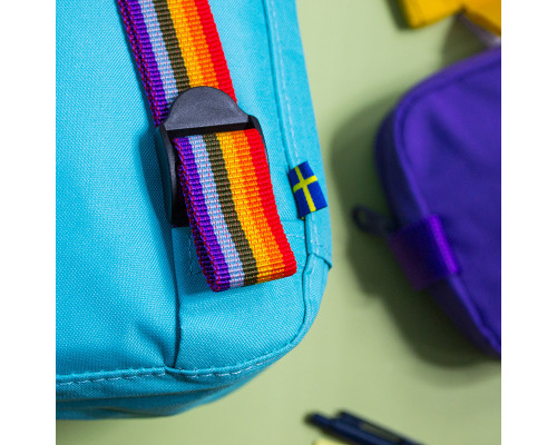 Рюкзак Fjallraven Kanken MINI з райдужними ручками Лазурно-сірий розмір 27*21*10 (7L)