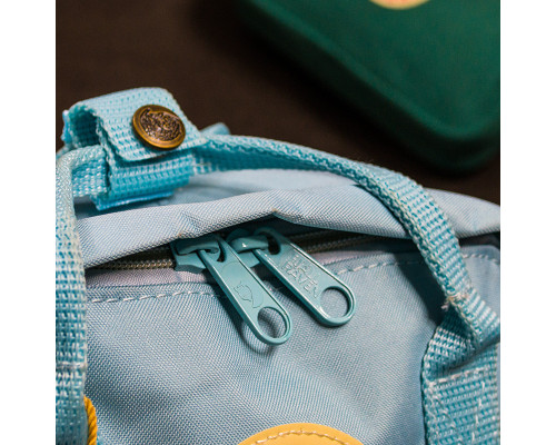 Рюкзак Fjallraven Kanken MINI з райдужними ручками Лазурно-сірий розмір 27*21*10 (7L)