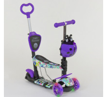 Дитячий самокат 5 в 1 Best Scooter 68995. Абстракція, PU колеса, з підсвічуванням коліс. Фіолетовий