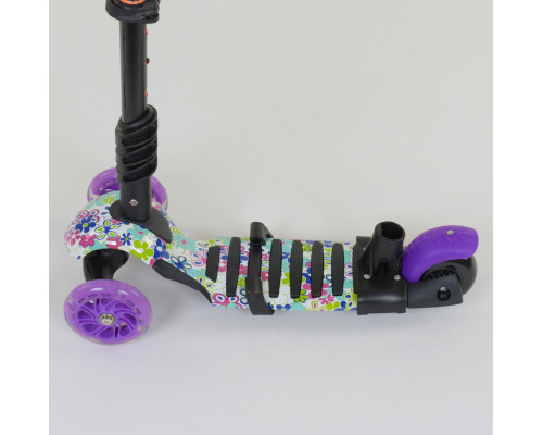 Дитячий самокат 5 в 1 Best Scooter 68995. Абстракція, PU колеса, з підсвічуванням коліс. Фіолетовий