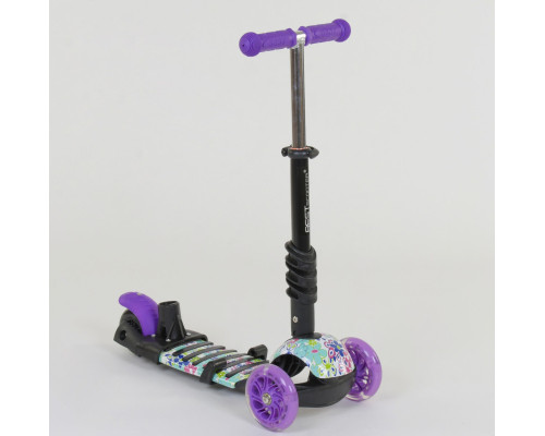 Дитячий самокат 5 в 1 Best Scooter 68995. Абстракція, PU колеса, з підсвічуванням коліс. Фіолетовий