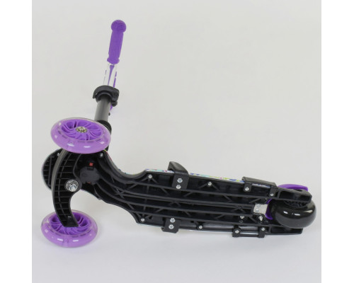 Дитячий самокат 5 в 1 Best Scooter 68995. Абстракція, PU колеса, з підсвічуванням коліс. Фіолетовий