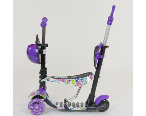 Дитячий самокат 5 в 1 Best Scooter 68995. Абстракція, PU колеса, з підсвічуванням коліс. Фіолетовий