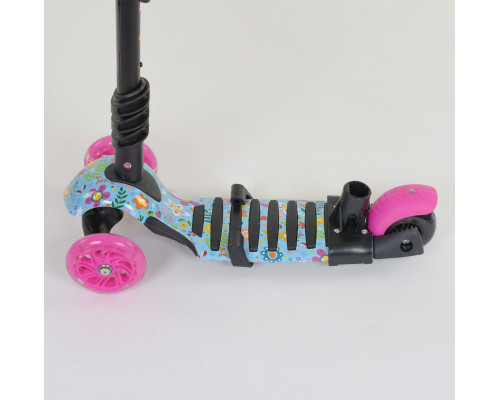 Дитячий самокат 5 в 1 Best Scooter 26901. Абстракція, PU колеса, підсвічування у колесах. Рожевий