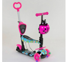Дитячий самокат 5 в 1 Best Scooter 26901. Абстракція, PU колеса, підсвічування у колесах. Рожевий