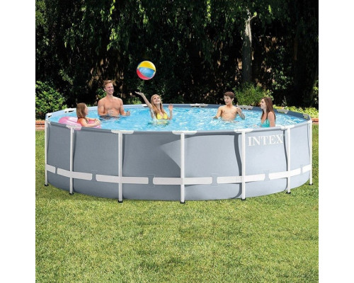 Круглий каркасний басейн Intex 26718 з драбиною і насосом-фільтром, 366x122см 10685л